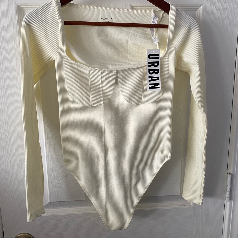 Urban Outfitters Cream Ribbed Top